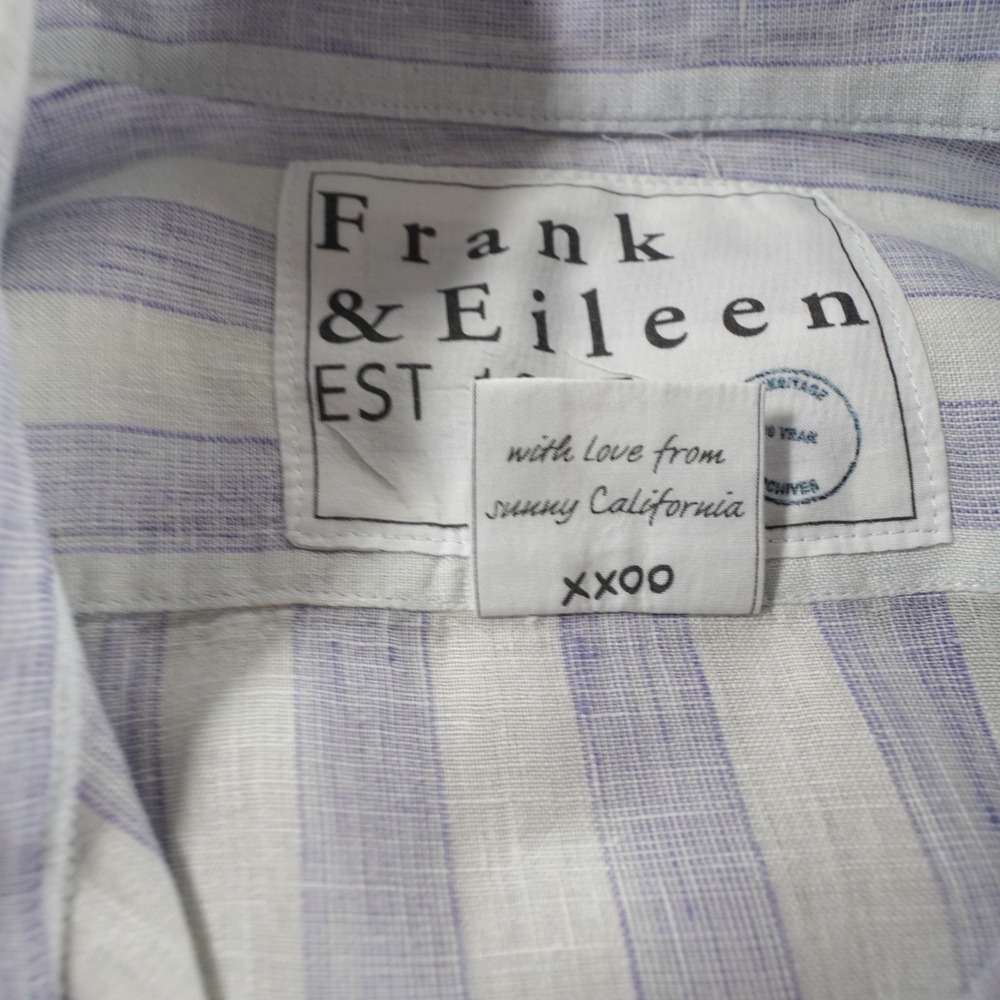 Frank & Eileen Button Down Shirt Eileen Linen XL Blue Stripe Italy Classic Coast - Picture 13 of 16